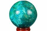 Polished Chrysocolla & Malachite Sphere - Peru #133752-1